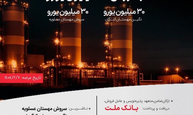 انتشار ۶۰ میلیون یورو اوراق مرابحه ارزی بانك ملت برای 2 پروژه بزرگ پتروشیمی
